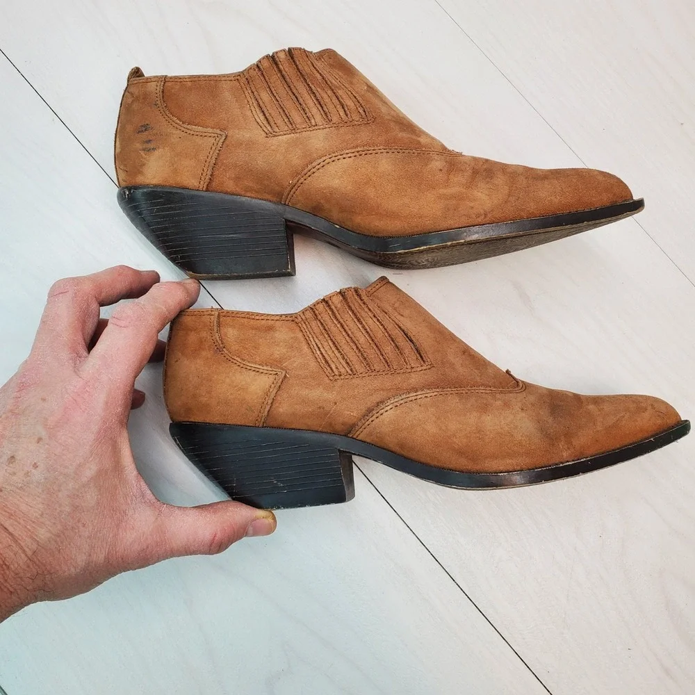 Zodiac‎ Dazey Tan Suede Western Pointed Toe Ankle Boots W 8.5 M Boho Festival